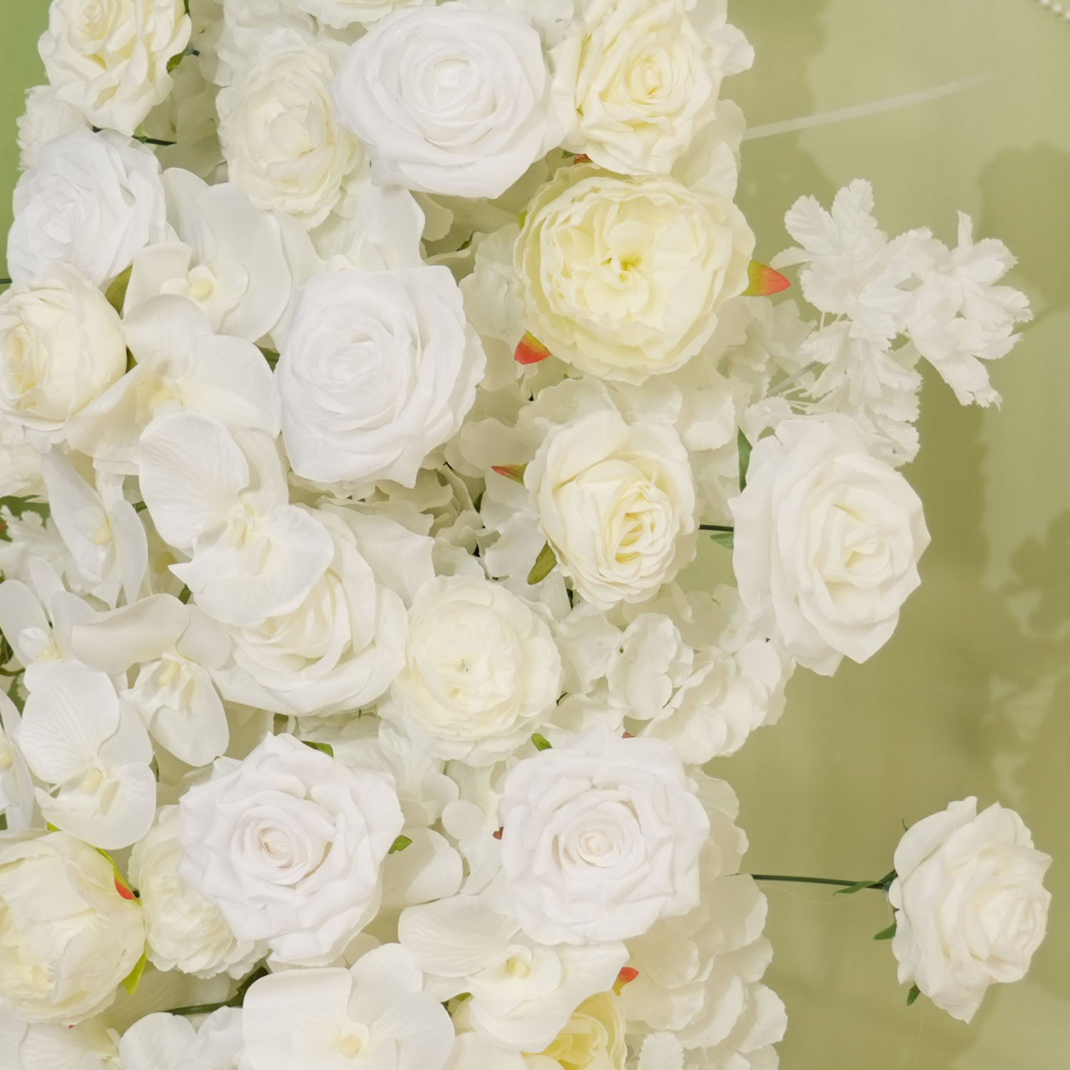 Uflower Artificial White Rose Flower Row Wedding KT Backdrop Decor